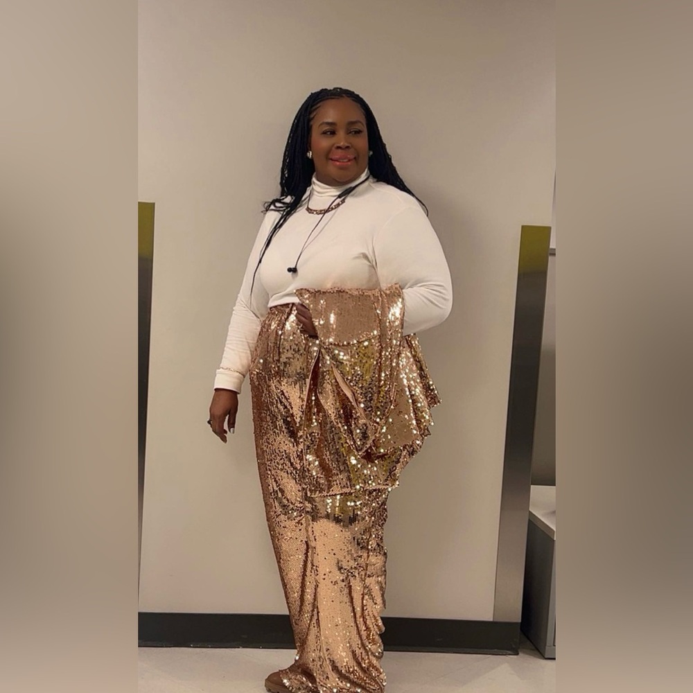 City Chic Rose Gold Sequin pants suit 20